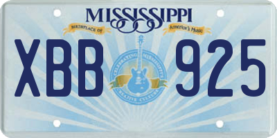 MS license plate XBB925
