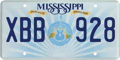 MS license plate XBB928