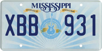 MS license plate XBB931