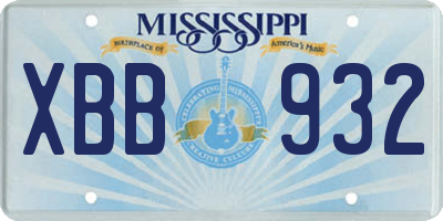MS license plate XBB932