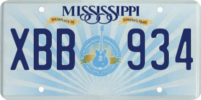 MS license plate XBB934