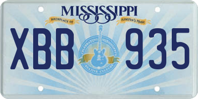 MS license plate XBB935