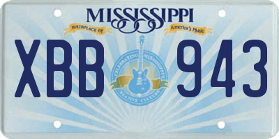 MS license plate XBB943