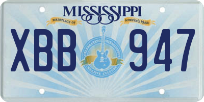 MS license plate XBB947