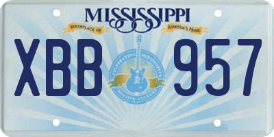 MS license plate XBB957