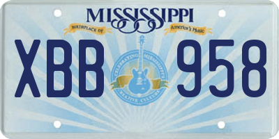 MS license plate XBB958