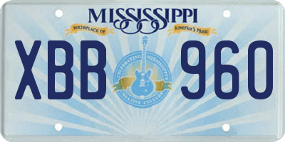 MS license plate XBB960