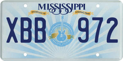 MS license plate XBB972