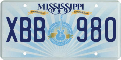 MS license plate XBB980