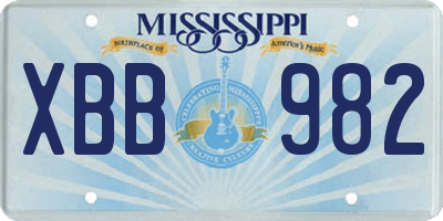 MS license plate XBB982