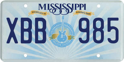 MS license plate XBB985
