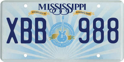MS license plate XBB988