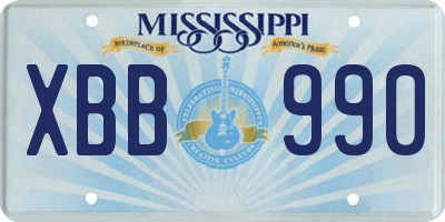 MS license plate XBB990