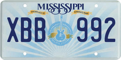 MS license plate XBB992