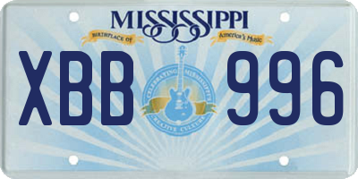 MS license plate XBB996