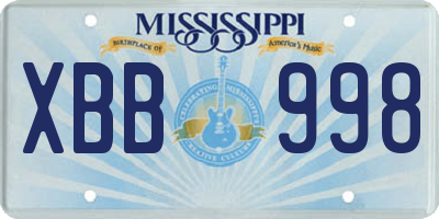 MS license plate XBB998