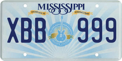 MS license plate XBB999