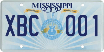 MS license plate XBC001