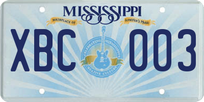 MS license plate XBC003