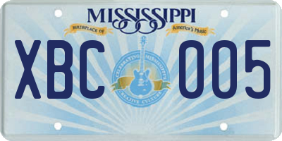 MS license plate XBC005
