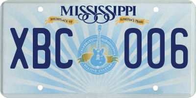 MS license plate XBC006