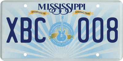 MS license plate XBC008