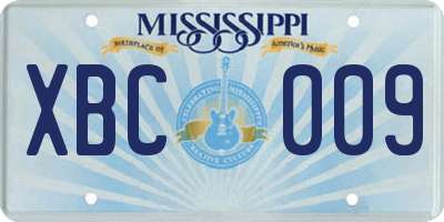 MS license plate XBC009