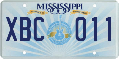 MS license plate XBC011