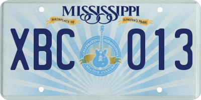 MS license plate XBC013