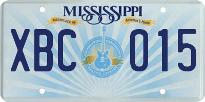 MS license plate XBC015