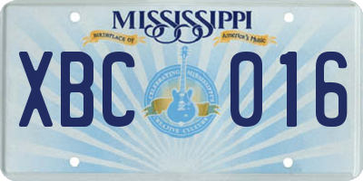MS license plate XBC016
