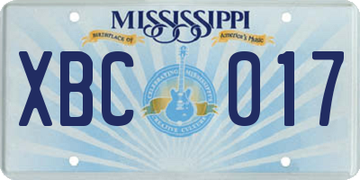 MS license plate XBC017