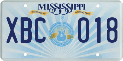 MS license plate XBC018