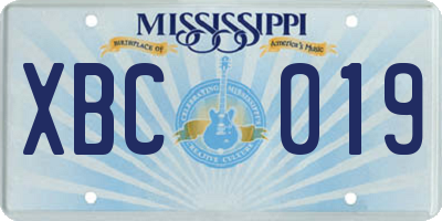 MS license plate XBC019
