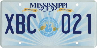 MS license plate XBC021