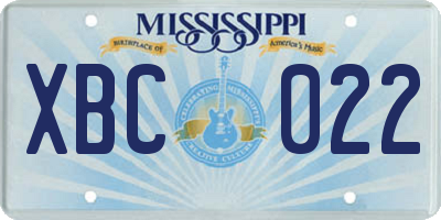 MS license plate XBC022