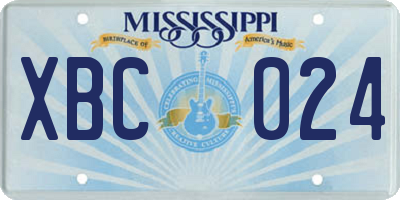 MS license plate XBC024