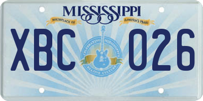 MS license plate XBC026