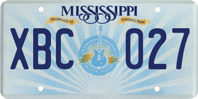 MS license plate XBC027