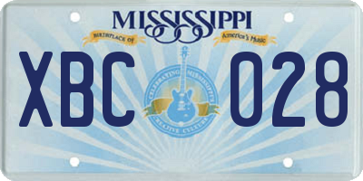 MS license plate XBC028