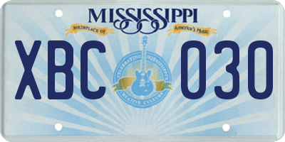 MS license plate XBC030