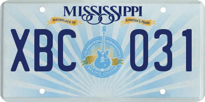 MS license plate XBC031