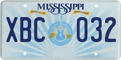 MS license plate XBC032
