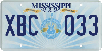 MS license plate XBC033