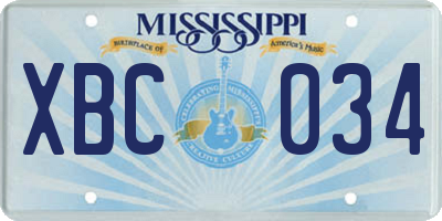 MS license plate XBC034