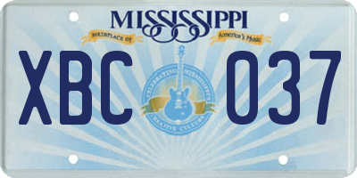 MS license plate XBC037