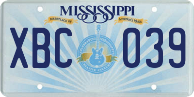 MS license plate XBC039