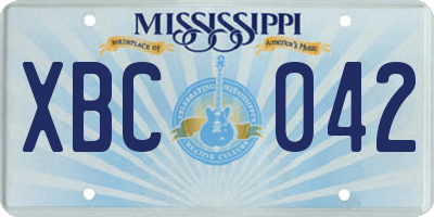 MS license plate XBC042