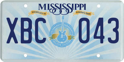 MS license plate XBC043