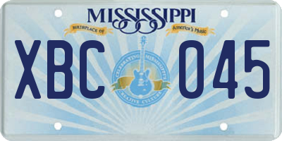 MS license plate XBC045